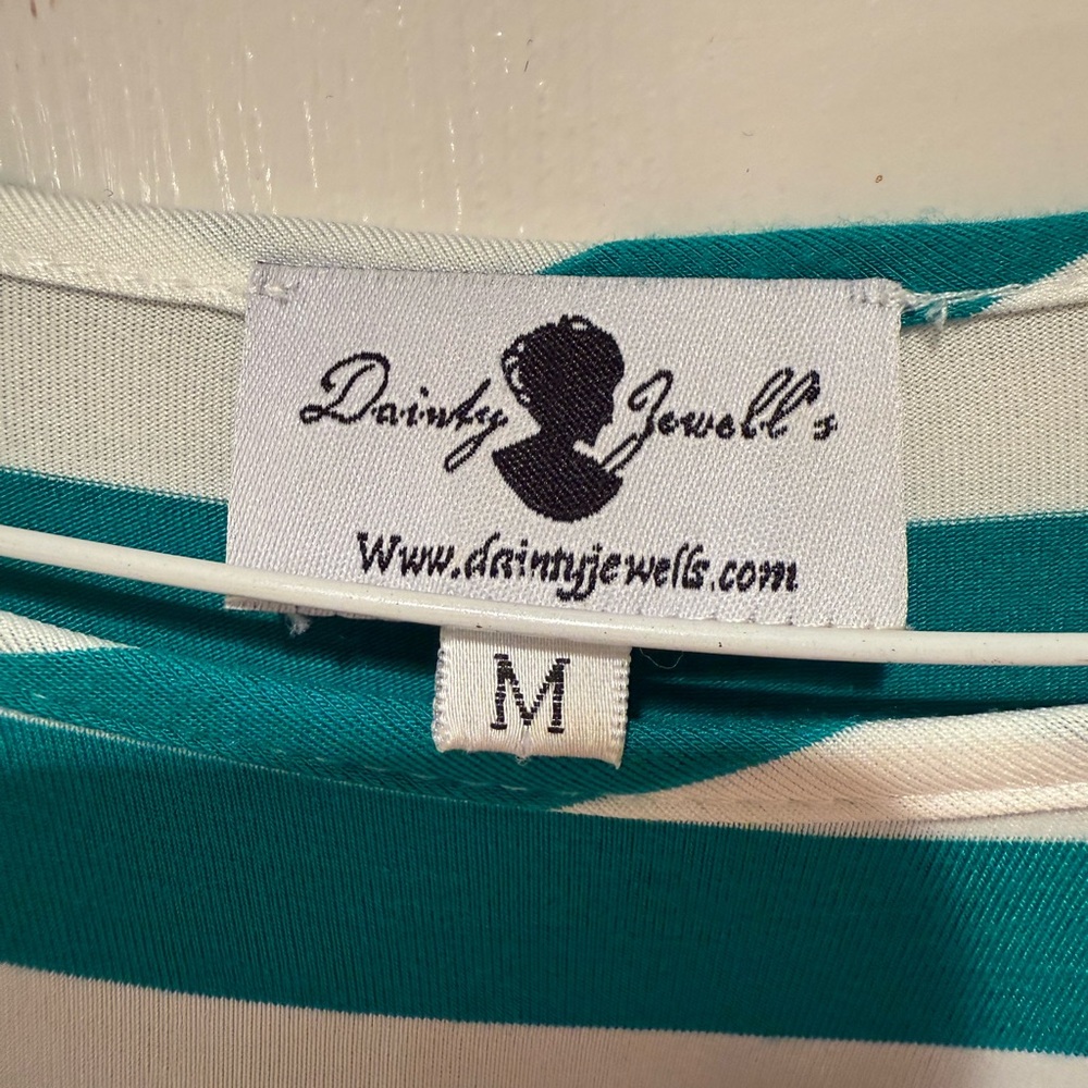 Striped Maxi Dress in Teal and White - Picture 2 of 2